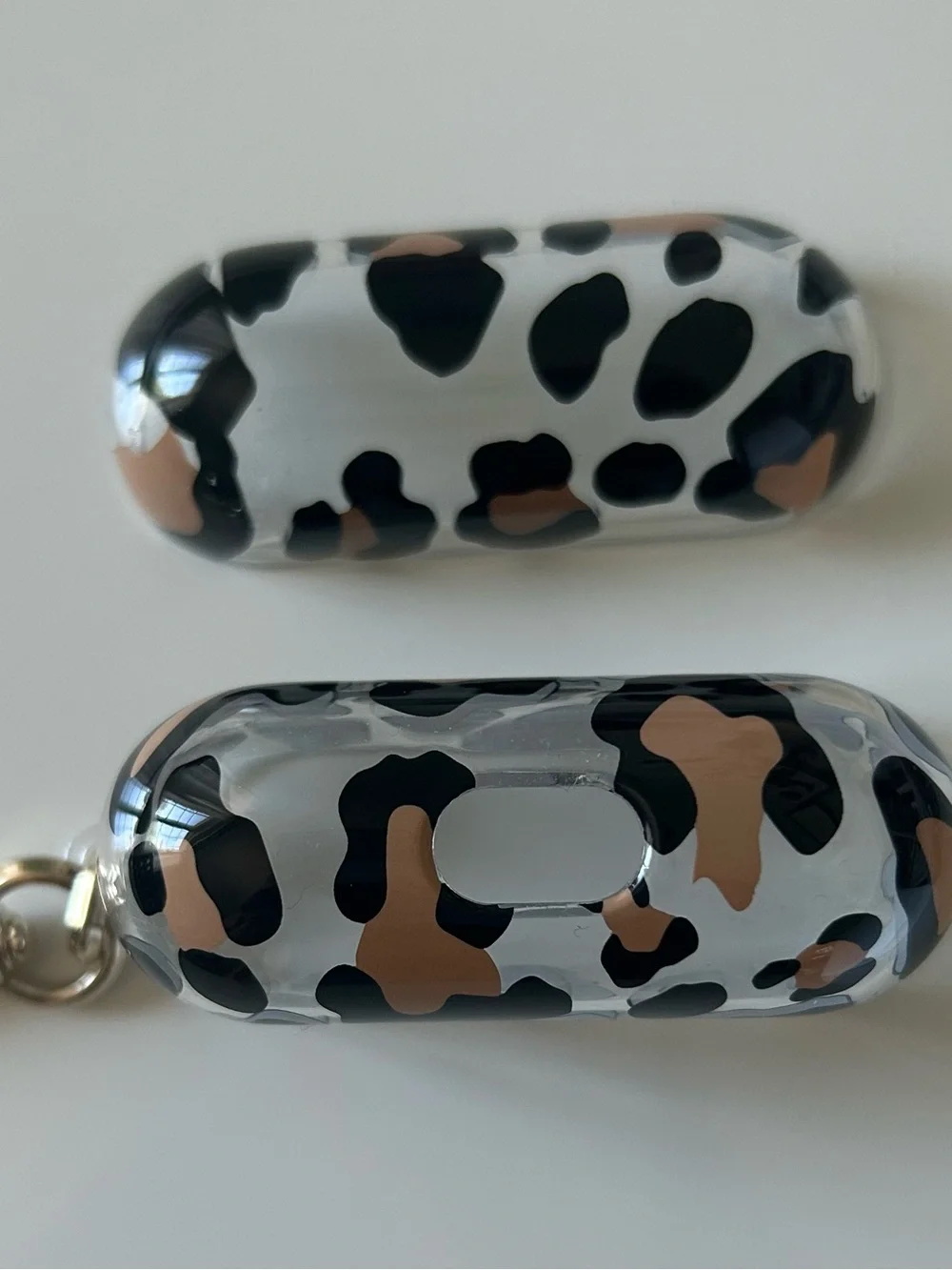 Kate Spade New York Black, Tan & White Leopard Print AirPods Case with Keyring